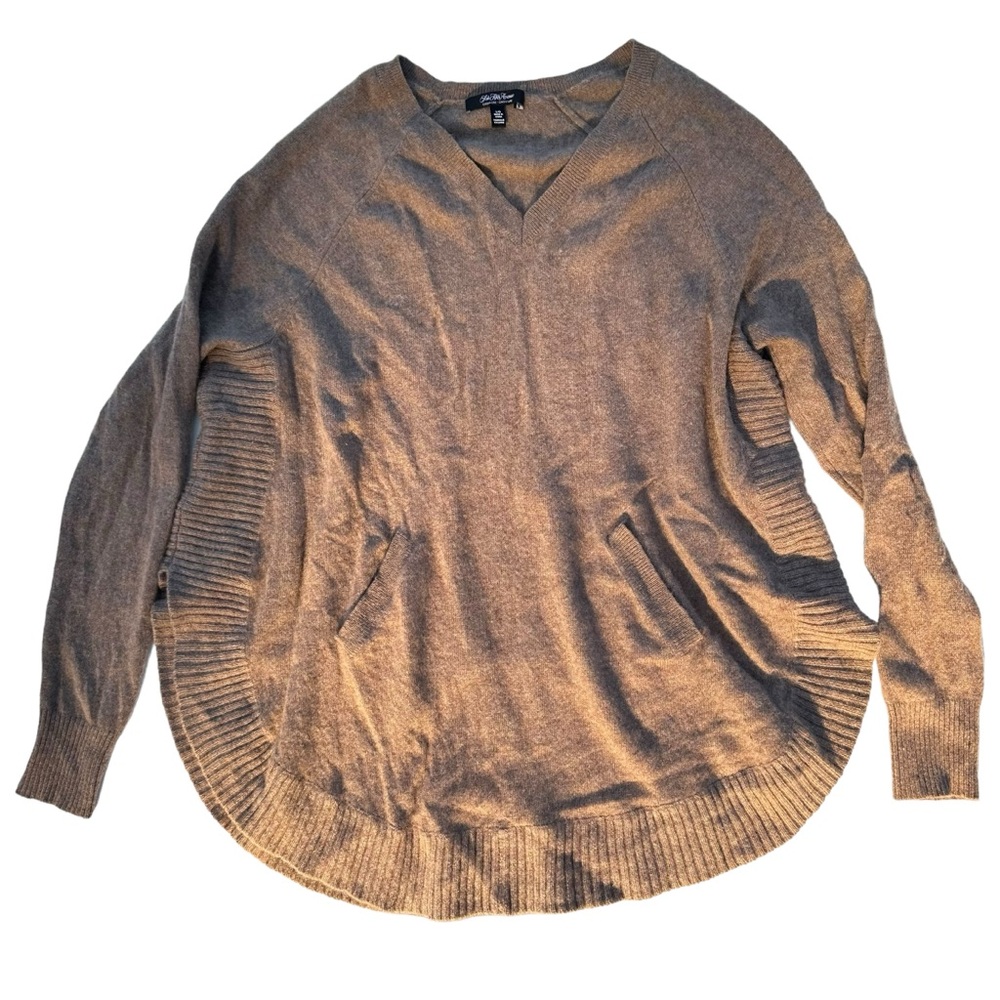Saks Fifth Avenue Cashmere Tan Sweater, Kangaroo Pocket, Large, See Description